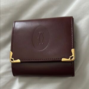 Brown Leather Wallet with Gold Accents